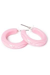 Baby Pink Heavy Carve Hoop Earrings