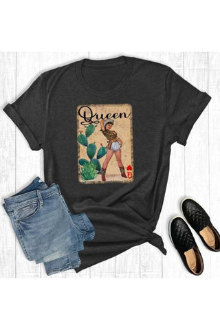 Western Cowgirl Queen of Hearts Graphic Tee