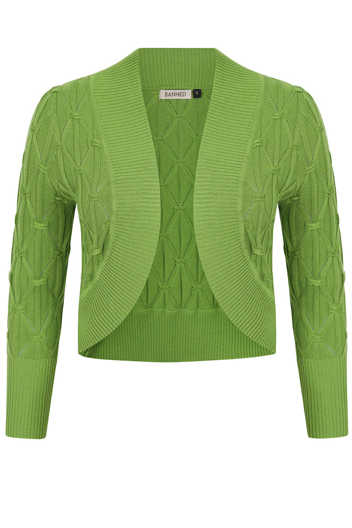 Eden Diamond Knit bolero: Green