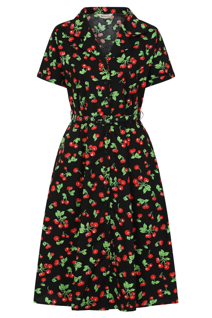 Darla Cherries Dress: Black