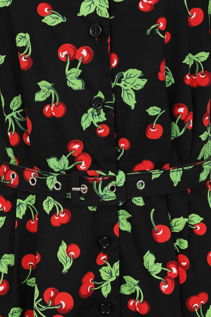 Darla Cherries Dress: Black