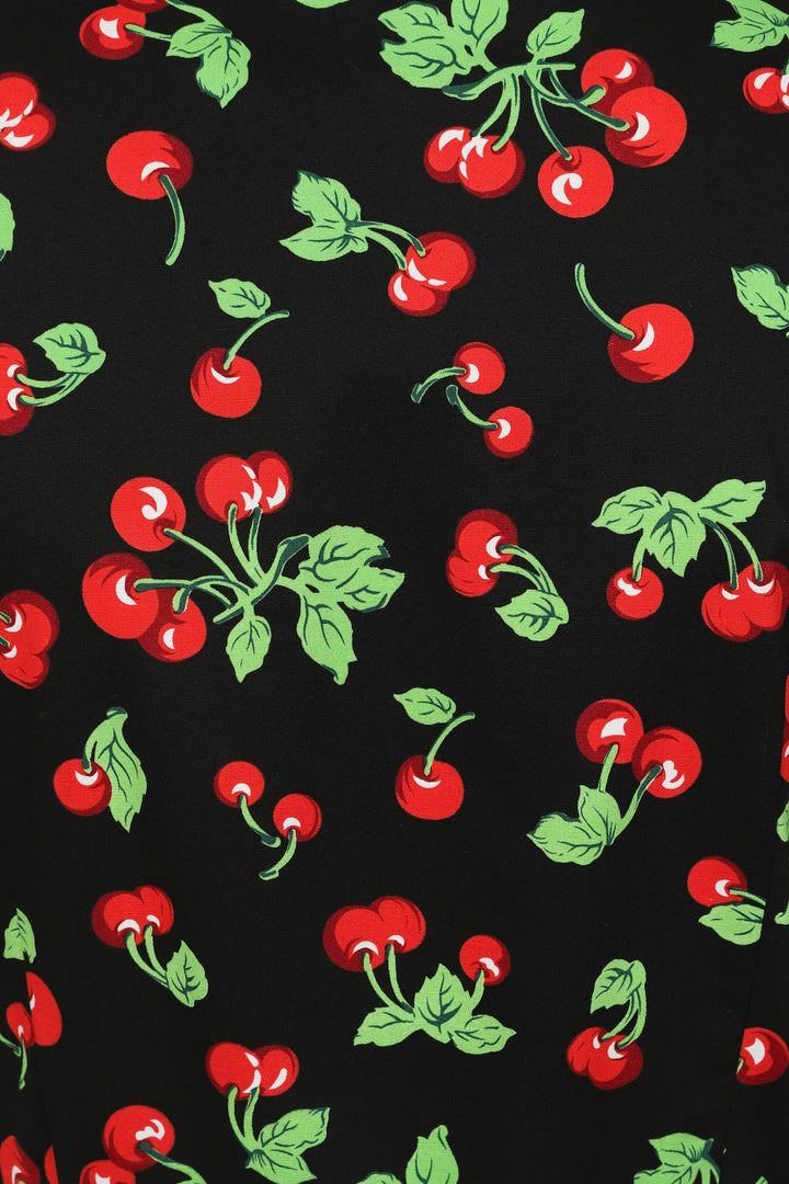 Darla Cherries Dress: Black