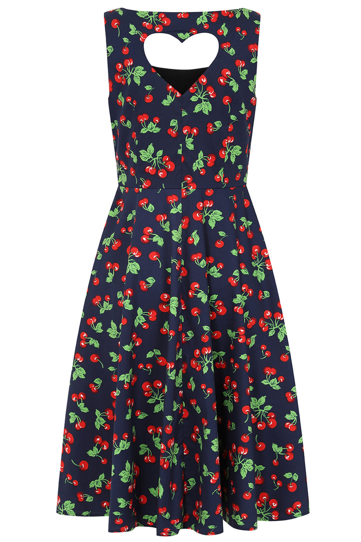 Nora heart cherry dress: Navy