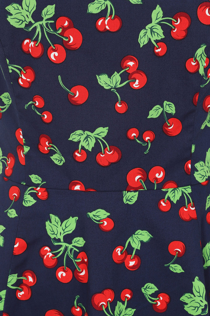 Nora heart cherry dress: Navy