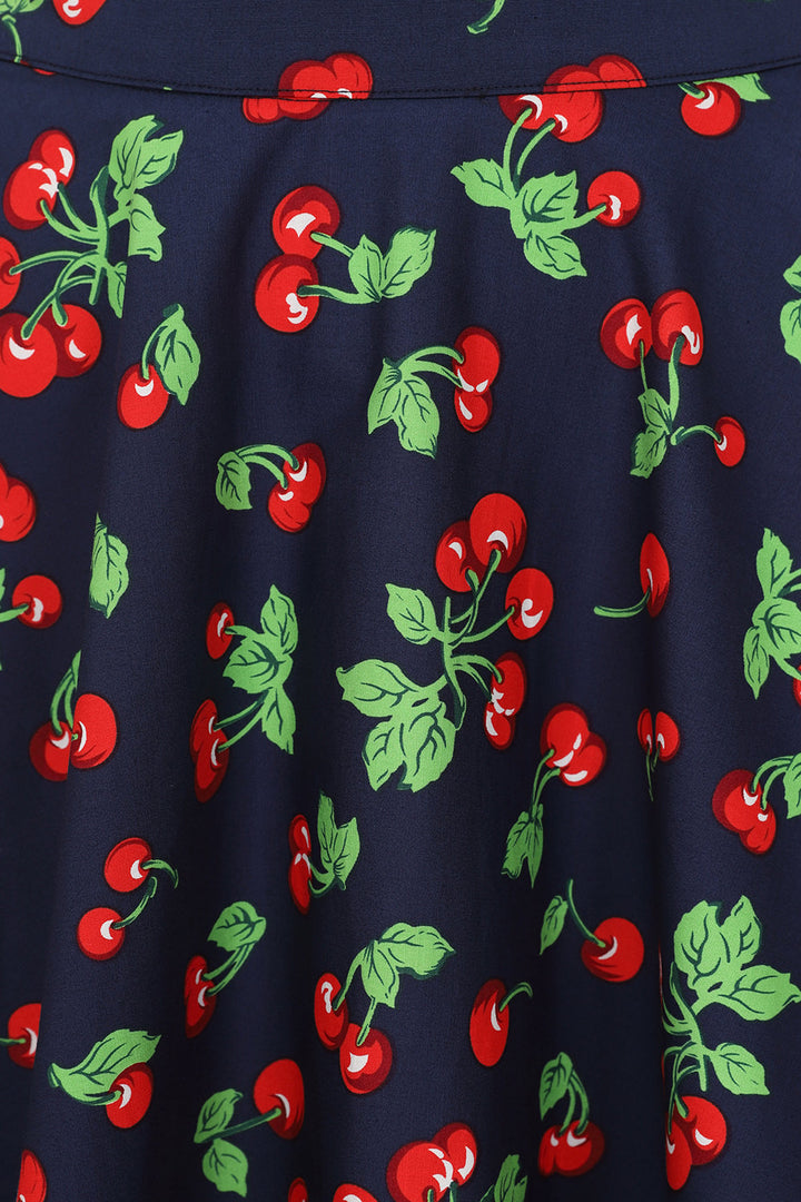 Cary Cherry Swing Skirt: Navy