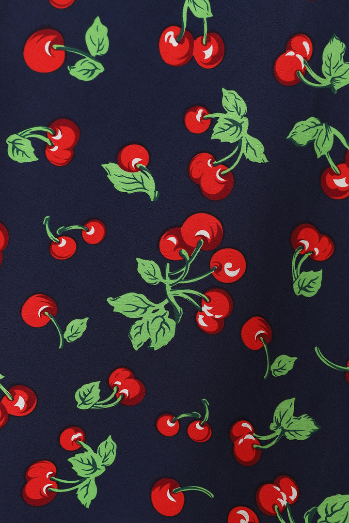 Cary Cherry Swing Skirt: Navy