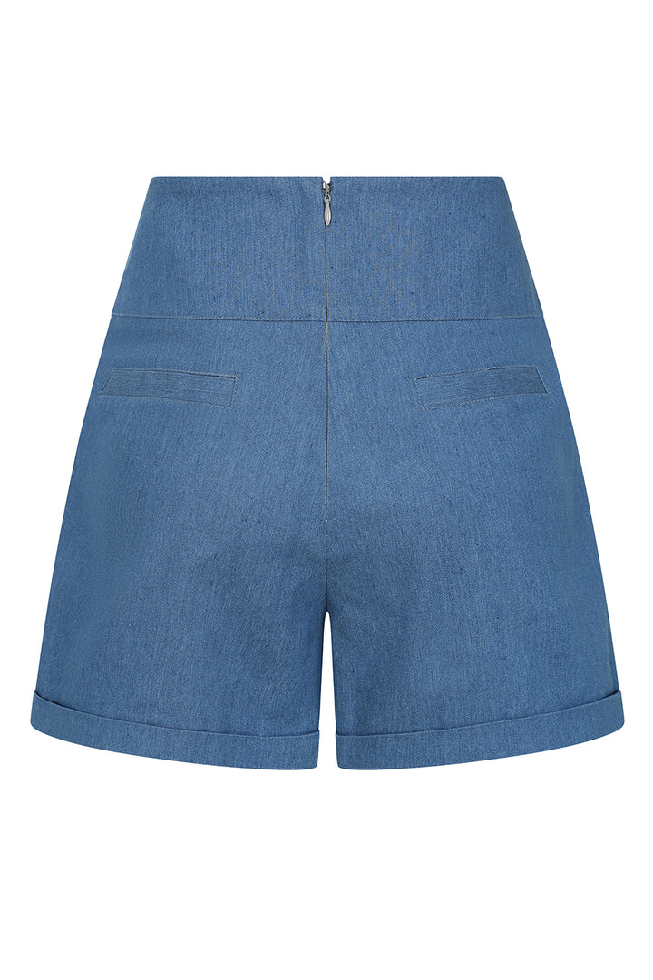 Millie Swallows Shorts: Denim Blue