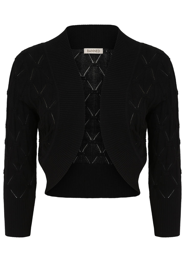 Eden Diamond Knit bolero: Black