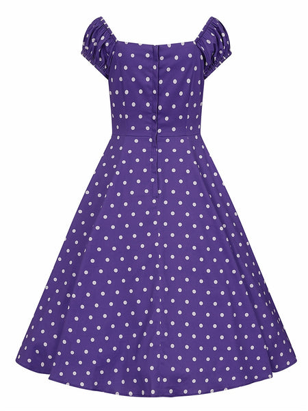 Dolores Pretty Polka Doll Dress: Purple