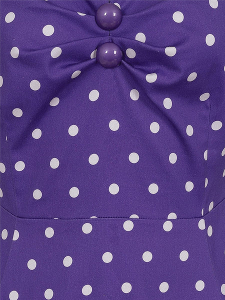 Dolores Pretty Polka Doll Dress: Purple