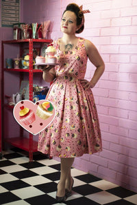 Amanda Pink Cupcake 50s Swing Dress