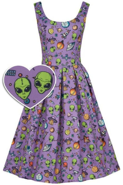 Amanda Purple UFO & Alien Swing Dress