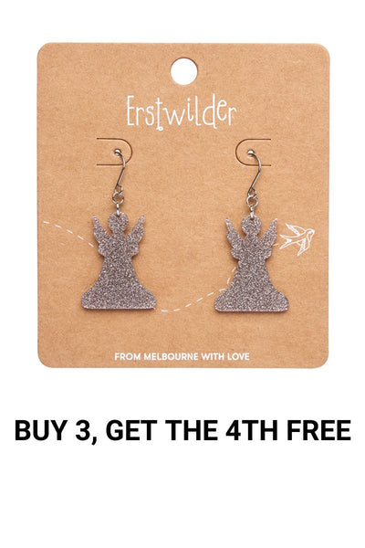 Angel Glitter Drop Earrings - Silver