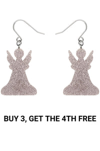 Angel Glitter Drop Earrings - Silver