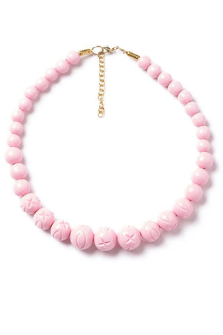 Baby Pink Heavy Carve Bead Necklace