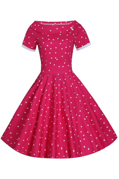 Darlene Full Circle Pink Polka Dot Swing Dress