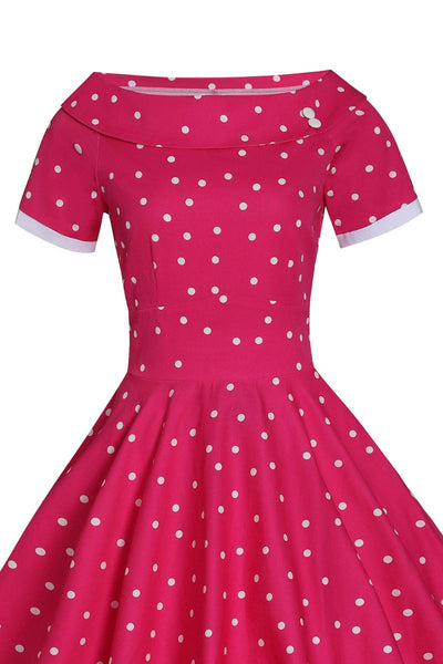 Darlene Full Circle Pink Polka Dot Swing Dress