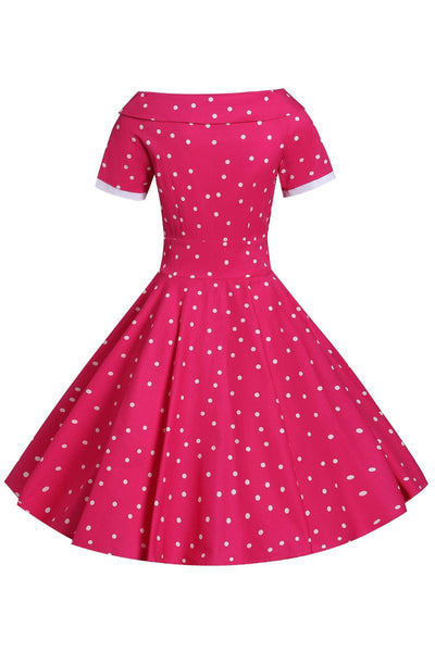 Darlene Full Circle Pink Polka Dot Swing Dress