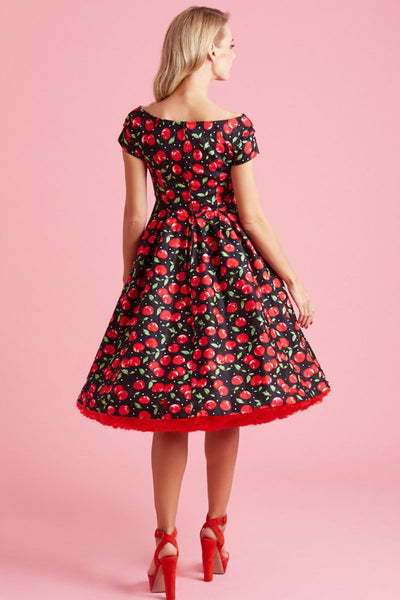 Lily Cherry Off Shoulder Swing Dress