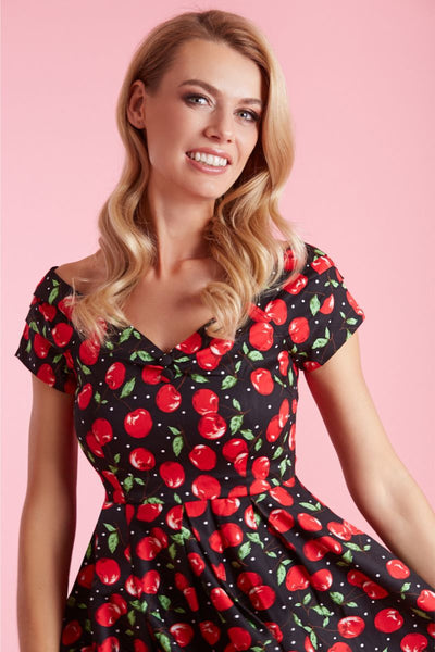 Lily Cherry Off Shoulder Swing Dress