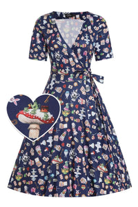 Matilda Knit Wrap Dress: Wonderland Print