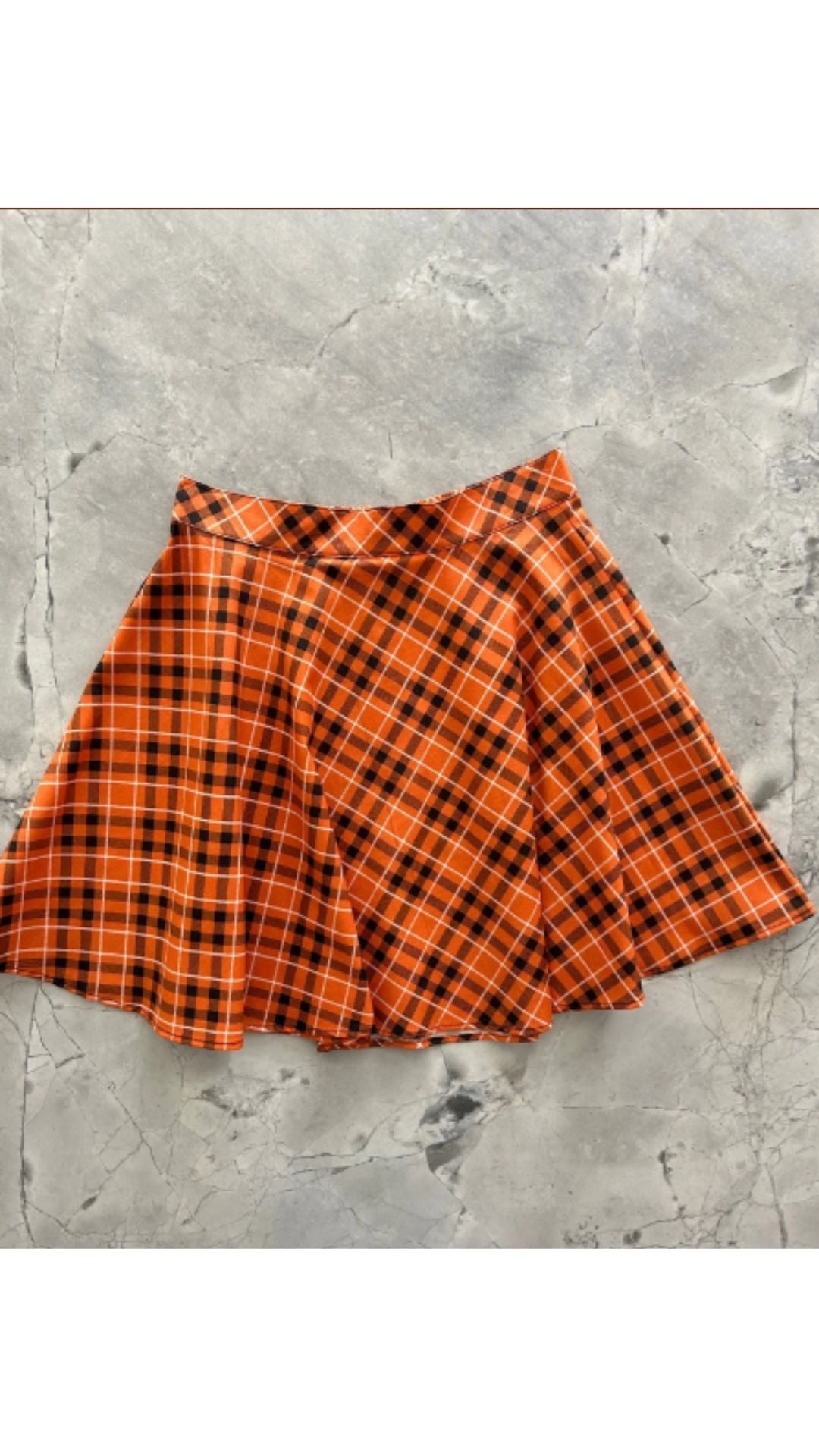 Orange Plaid Skater Skirt