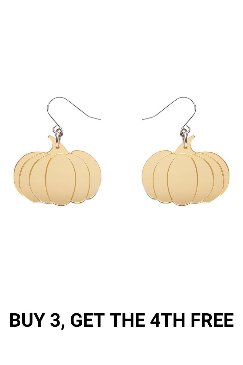 Pumpkin Mirror Drop Earrings - Gold