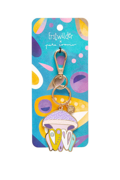 The Whimsical White Spotted Jellyfish Enamel Key Ring