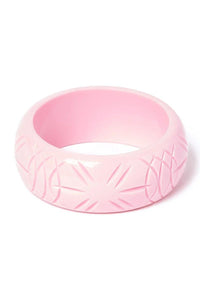 Wide Baby Pink Heavy Carve Bangle