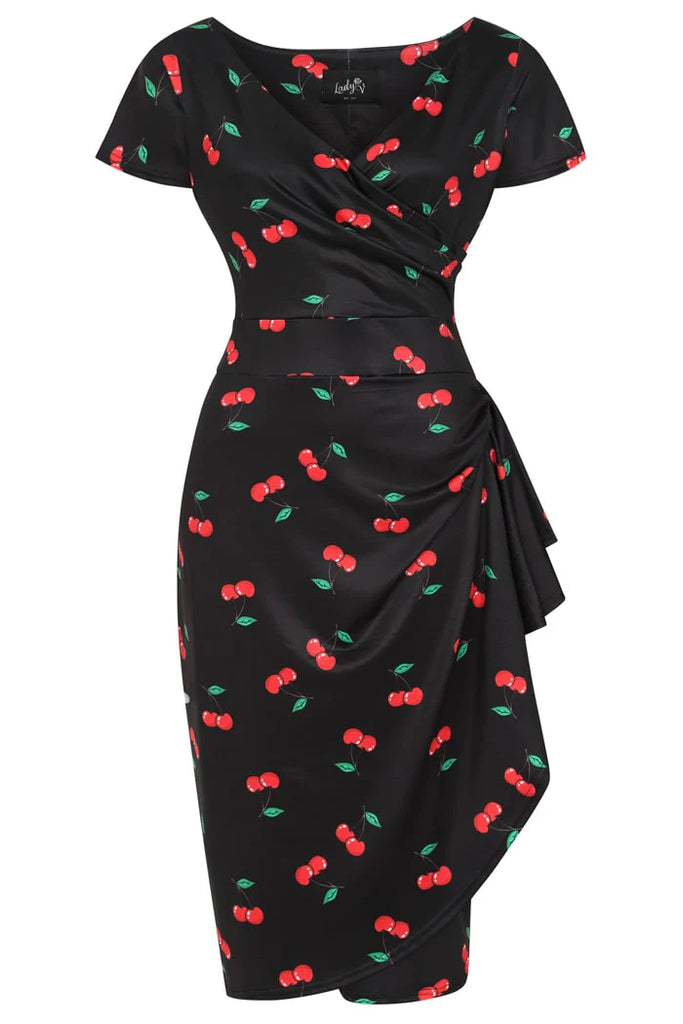 Elsie Dress Rockabilly Cherry Fluro Sugar