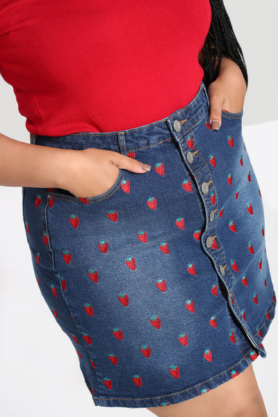 Strawberry Denim Mini Skirt
