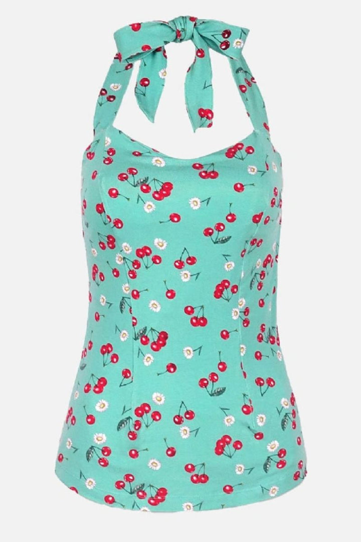 Daisy Cherry Green Halter Top