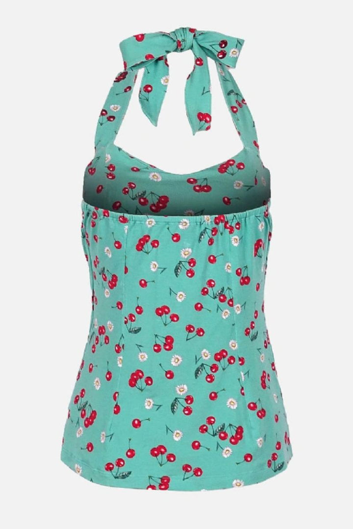 Daisy Cherry Green Halter Top