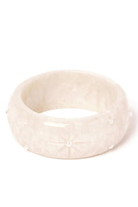 Wide Frosted Pearls Bangle