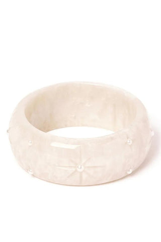 Wide Frosted Pearls Bangle