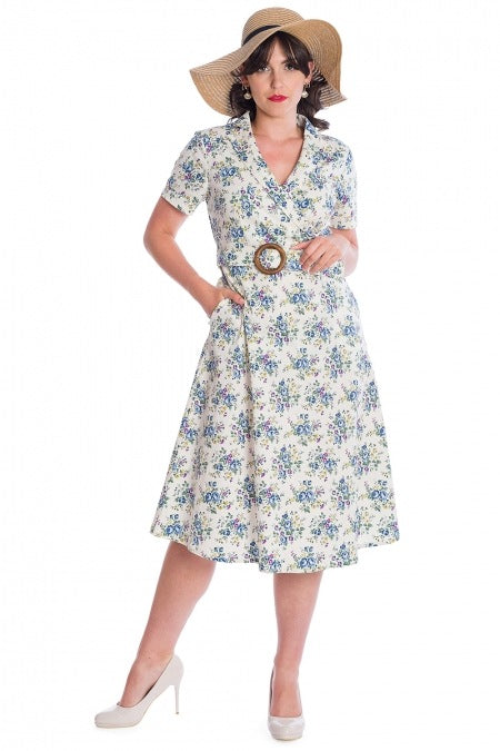 *MISSING BELT* Wild Flower Fit & Flare Dress