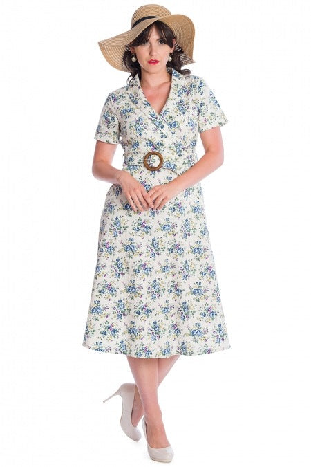 *MISSING BELT* Wild Flower Fit & Flare Dress