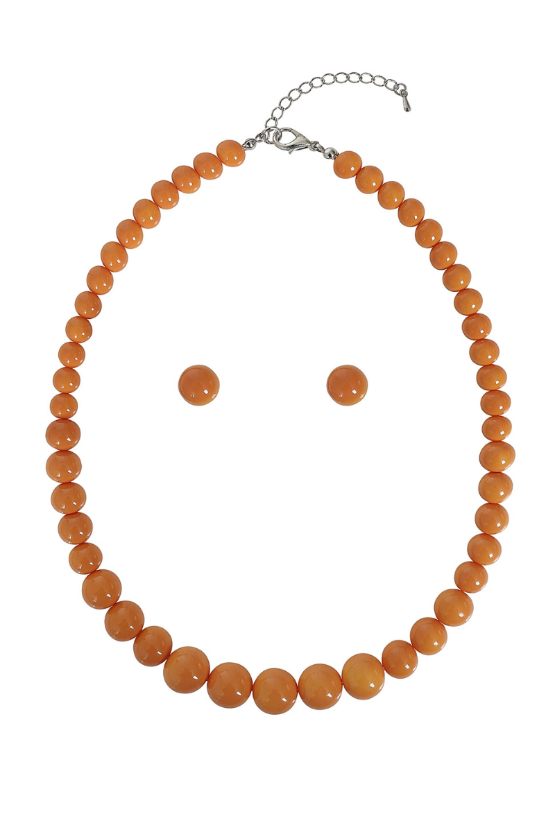 *NEW* Natalie Style Bead Necklace Set: Orange - Fluro Sugar