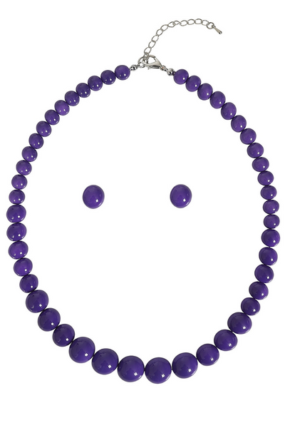 Natalie Style Bead Necklace Set: Violet