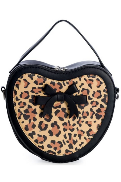 Rockabilly Leopard Heart Handbag