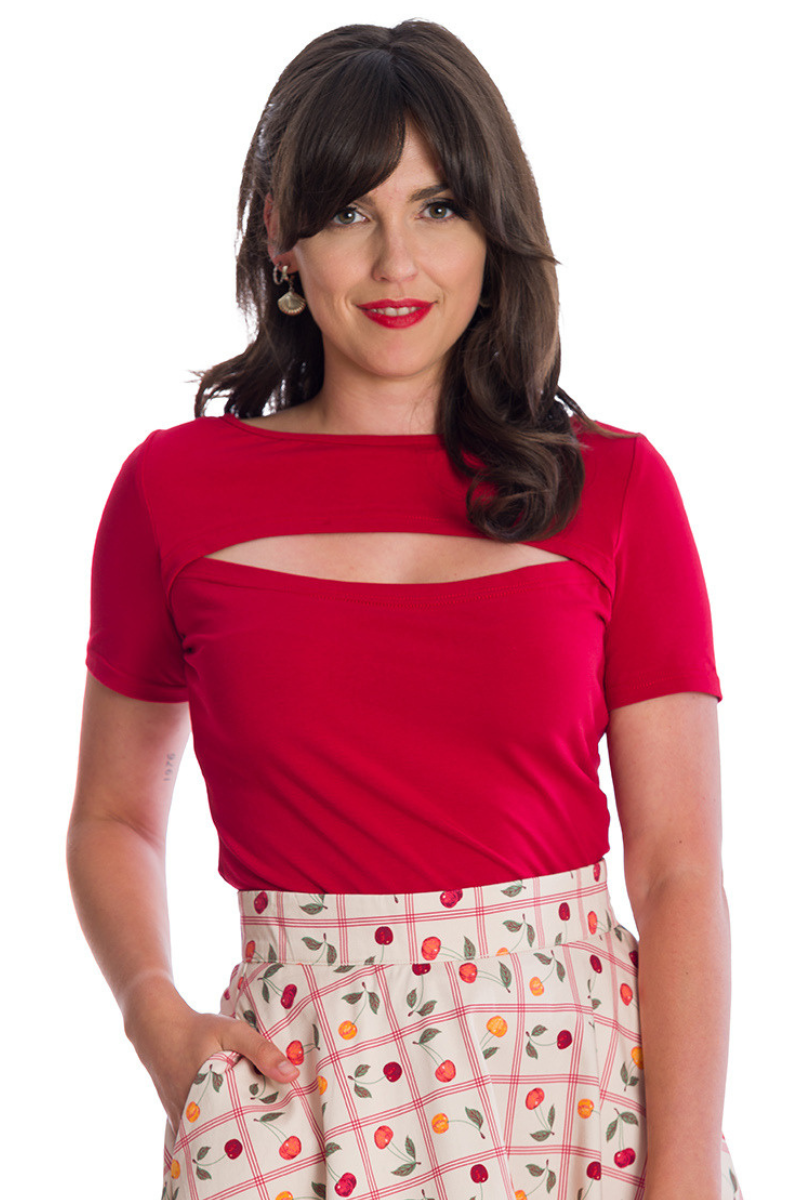 Rose Jersey Top: Red