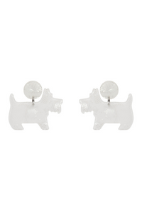 Terrier Textured Resin Drop Earrings - White