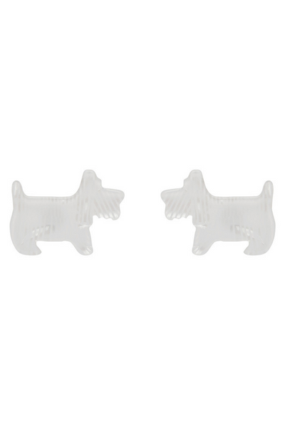 Terrier Textured Resin Stud Earrings - White