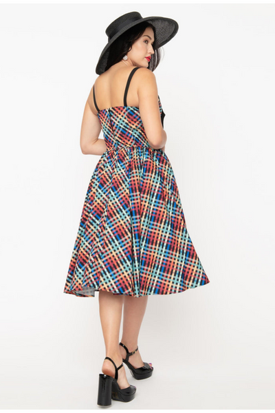 Rainbow Madras Plaid Golightly Swing Dress