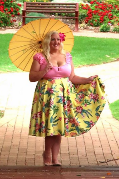 Kalani 50's Skirt: yellow - Fluro Sugar
